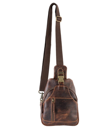 Genuine Leather  Unisex Travel Sling - Rustic Mahogany