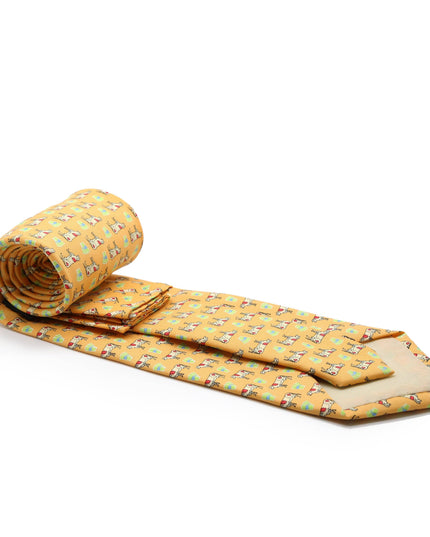 Cow Citrus Necktie with Handkerchief Set