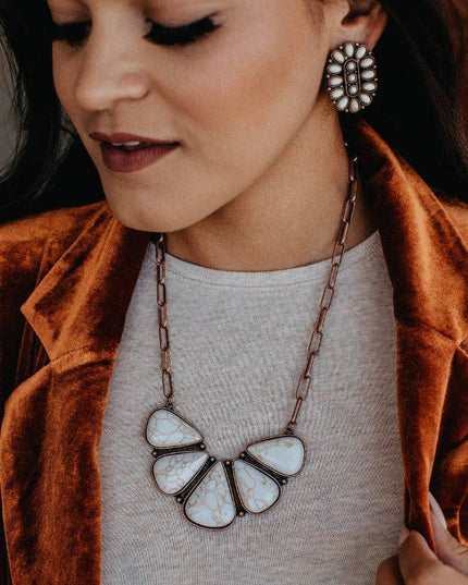 Moth to the flame cream stone necklace