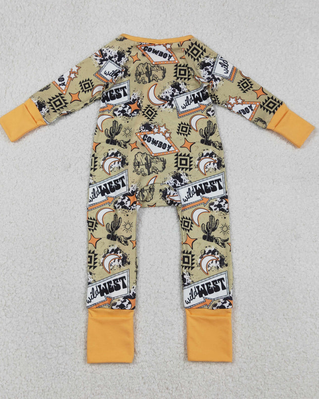 Baby Boys Aztec Cactus Wild West Western Two Way Zip Convertible Rompers