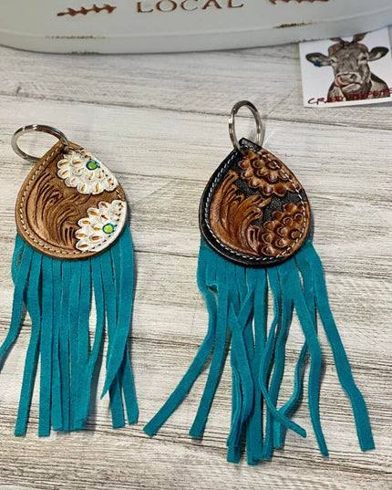 Tooled Leather Keychain-Large