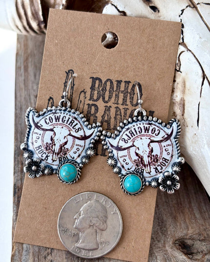 Western Style Cowgirl Pendant Dangle Earrings