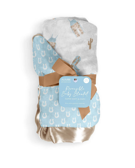 Reversible Baby Blanket Howdy Partner Blue