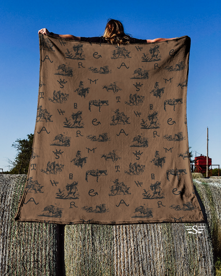 Brown Vintage Cowboy Blanket