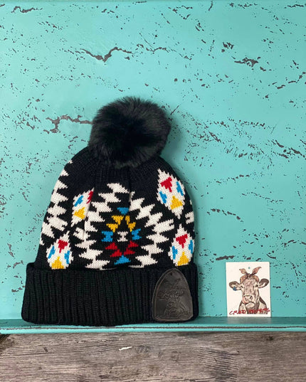 Aztec Pom Beanies