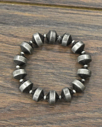 711014, Handmade Rondelle Navajo Bead Stretch Bracelet