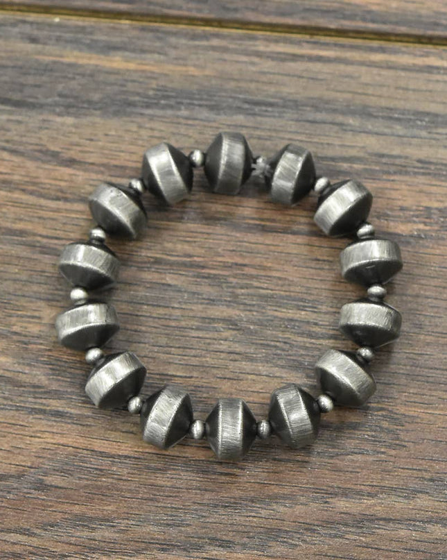 711014, Handmade Rondelle Navajo Bead Stretch Bracelet