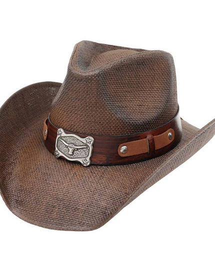 Vintage Western Longhorn Straw Cowboy Hat