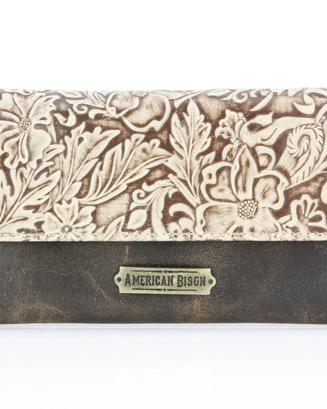 Women’s Brown Leather Leaf Clutch Wallet ABLW 18-2515