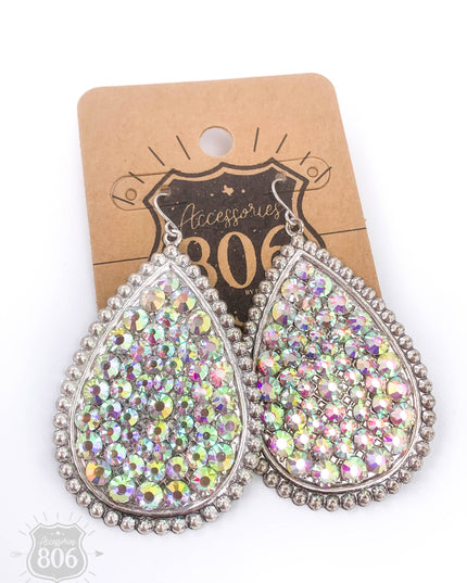 Rhinestone filled teardrop earring - LC