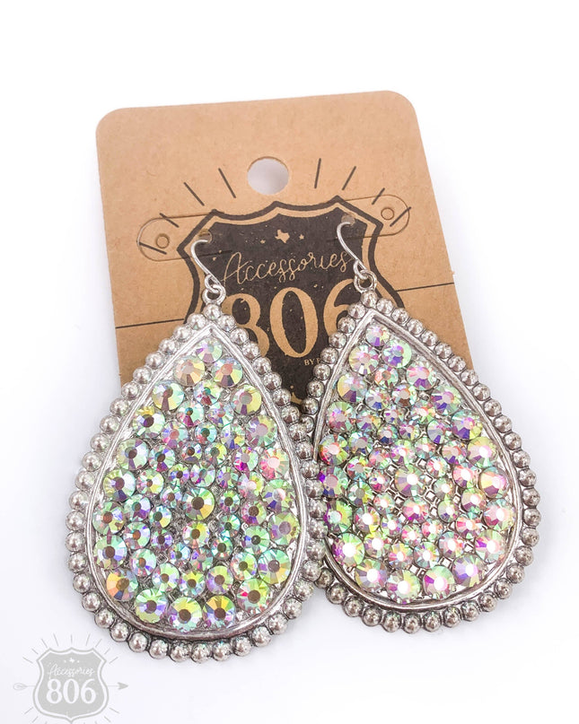 Rhinestone filled teardrop earring - LC