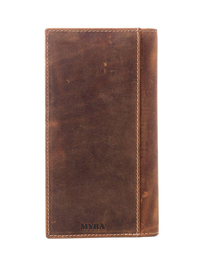 Lariat Crest Hairon Leather Wallet for Men in Rustic Chrome