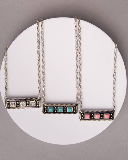 Western Rectangle Bar Concho Necklace
