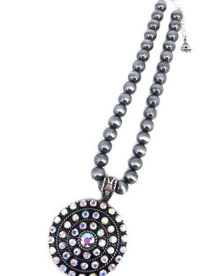 Western Round AB Stone Navajo Pearl Necklace