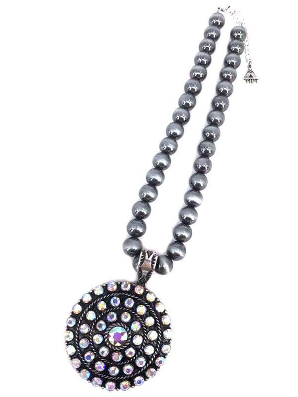 Western Round AB Stone Navajo Pearl Necklace
