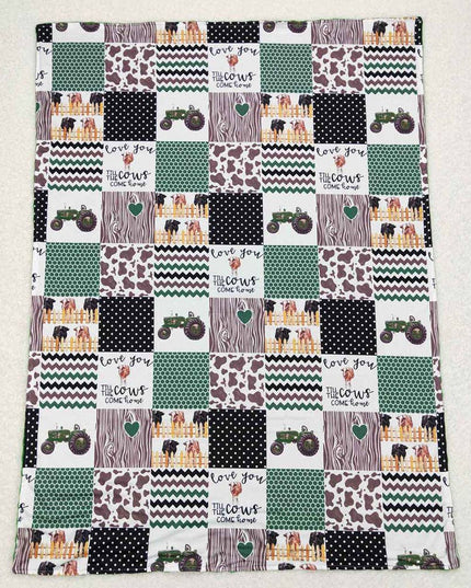 Baby Kids Farm Tractors Minky Blankets