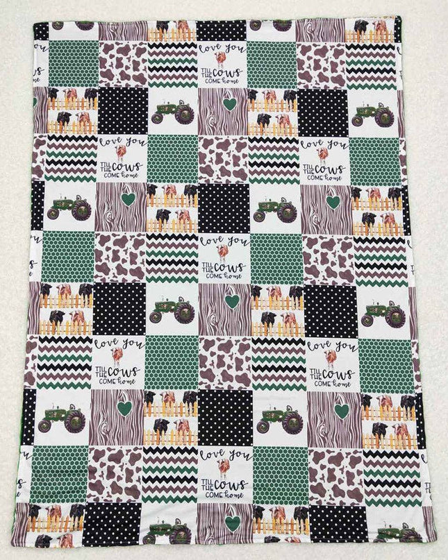 Baby Kids Farm Tractors Minky Blankets