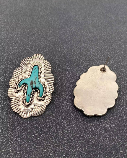 Western Style Cactus Turquoise Vintage Post Earrings - WJ