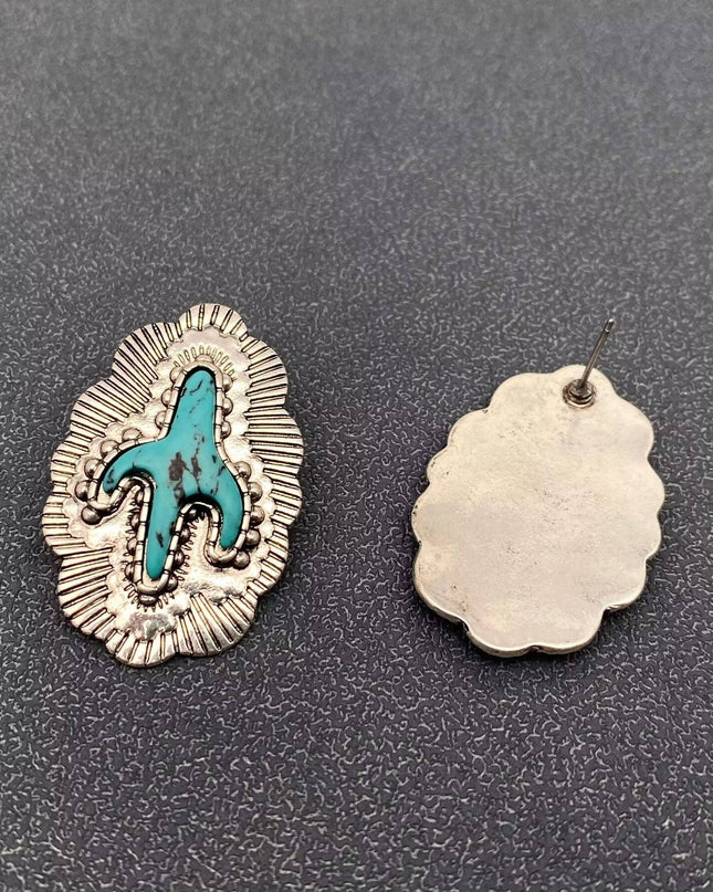 Western Style Cactus Turquoise Vintage Post Earrings - WJ