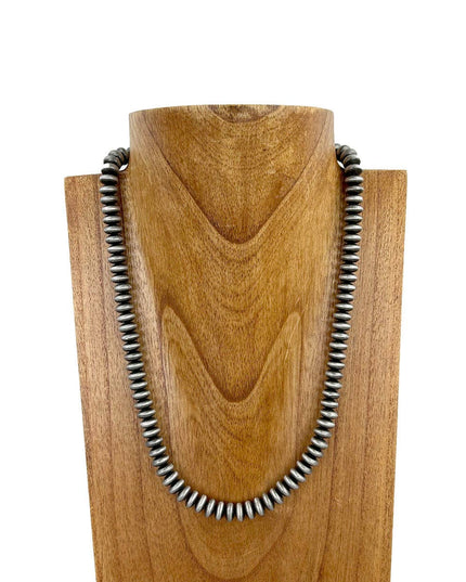 NKS230603-41-SILVER     21 Inches 10mm roundel silver Navajo pearl bead Necklace