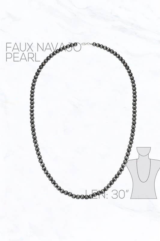 Faux Navajo Pearl 8mm Necklace