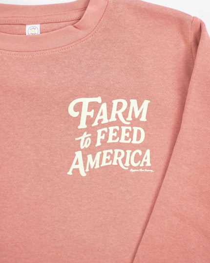 Western 'Farm to Feed America’ Pink Youth Graphic Crewneck
