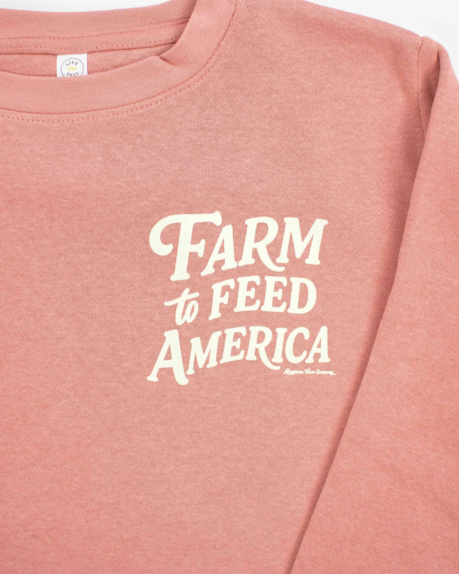 Western 'Farm to Feed America’ Pink Youth Graphic Crewneck