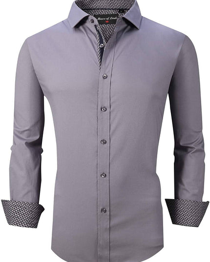 Mens Dress Shirts Long Sleeve Regular Fit Button Shirts-100