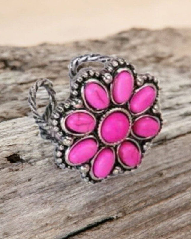 Western Blossom Pink Adjustable Fashion Ring
