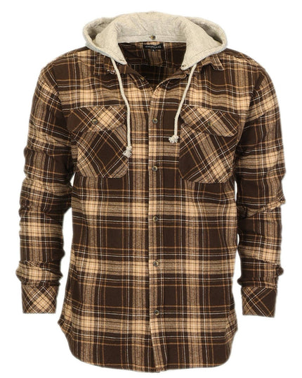 Men's Casual Button Up Flannel Shirt with Removable Hoodie GB-LS92H