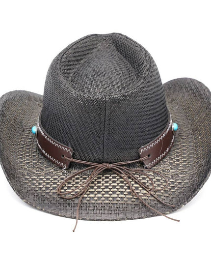 Western Long Horn Concho Strap Straw Cowboy Hat