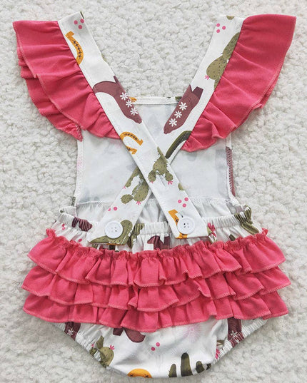 Baby Girls Cactus Ruffles Western Rompers