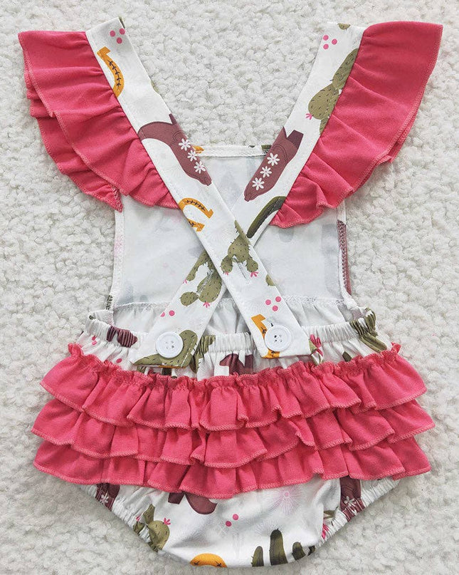 Baby Girls Cactus Ruffles Western Rompers