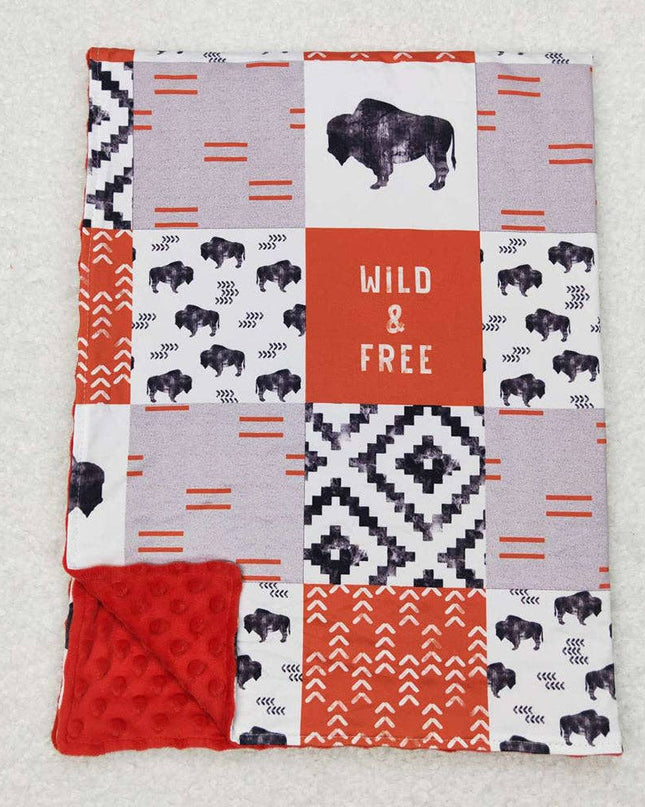 Baby Kids Wild Western Cow Minky Blankets