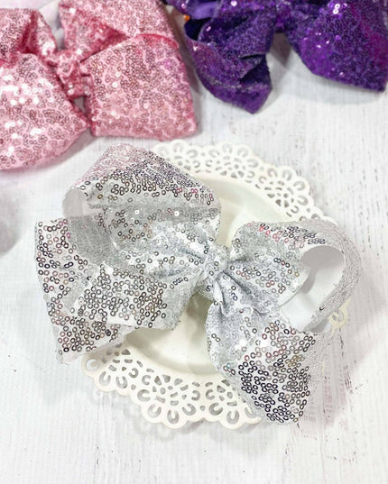 Sequin Texas Size Hair Bows - Alligator Clip - 6.5"