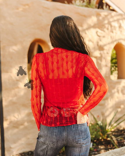 LARIAT LACE L/S *RED