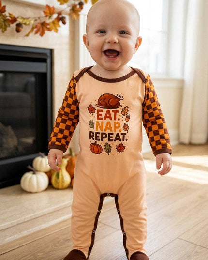 Eat, Nap, Repeat printed baby bodysuit.  RPB60454 SOL