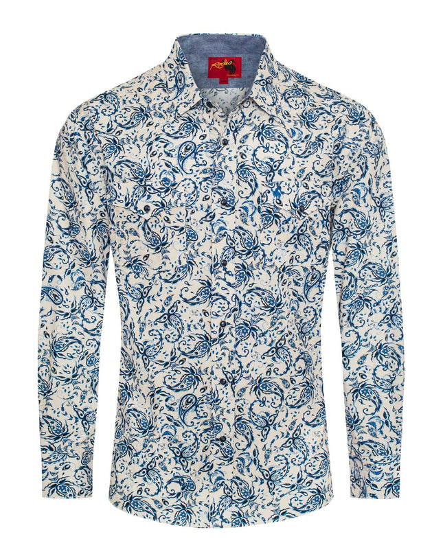 Men's Western Pearl Snap Print Shirt - PS100L-1079