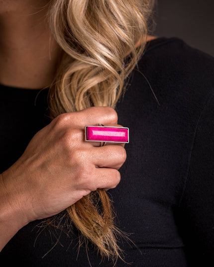 Adjustable Pink Bar Ring