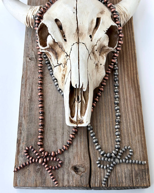 Navajo Style Pearl Bow Coquette Necklace