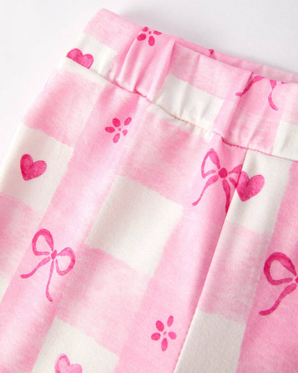 Letter daddy's girl Check Bow Floral Print Girls Set