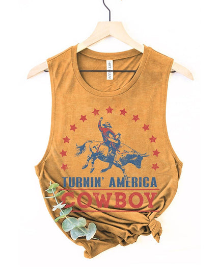 TURNIN AMERICA COWBOY GRAPHIC TANK TOP