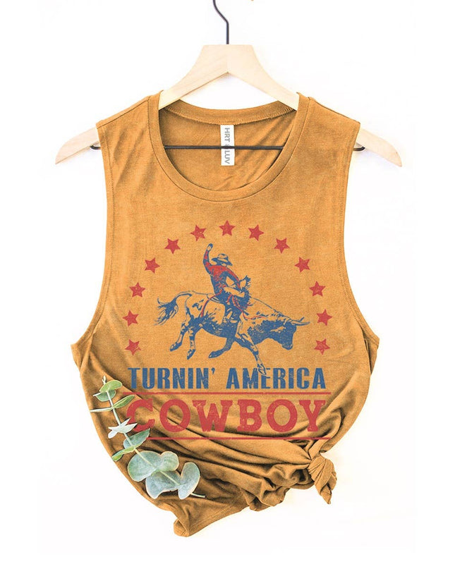 TURNIN AMERICA COWBOY GRAPHIC TANK TOP