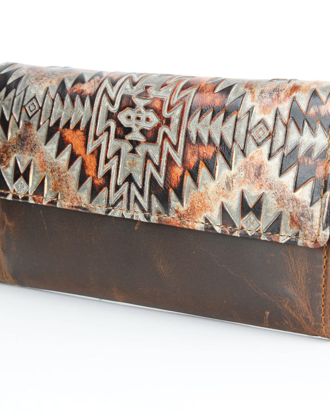 Women’s Rustic Brown Orange Aztec Clutch ABLW 18-2537