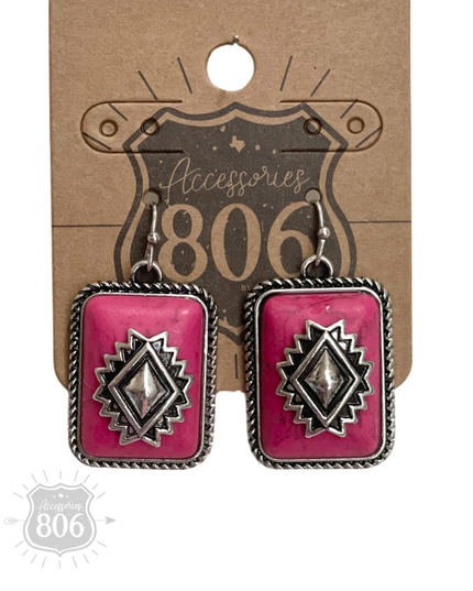 Rectangle aztec stone earring - LC