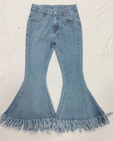Baby Girls Light Blue Tassel Denim Bell Pants