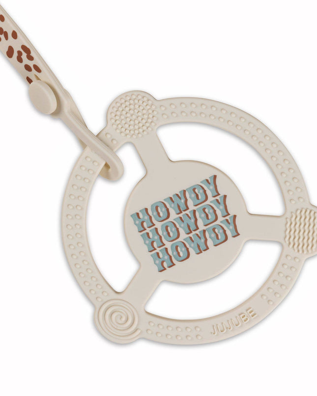 Silicone Teether Ring with Detachable Clip Howdy Partner Blu