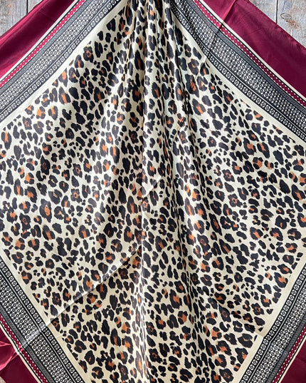 35X35" Wine Leopard Print Wild Rag/Scarf WR397
