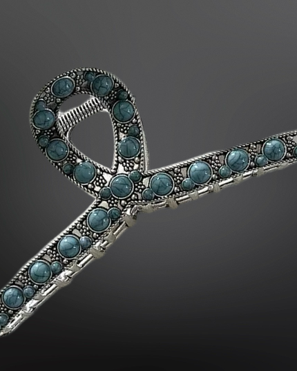 Western Turquoise Coral Claw Clip Beaded Hair Clip