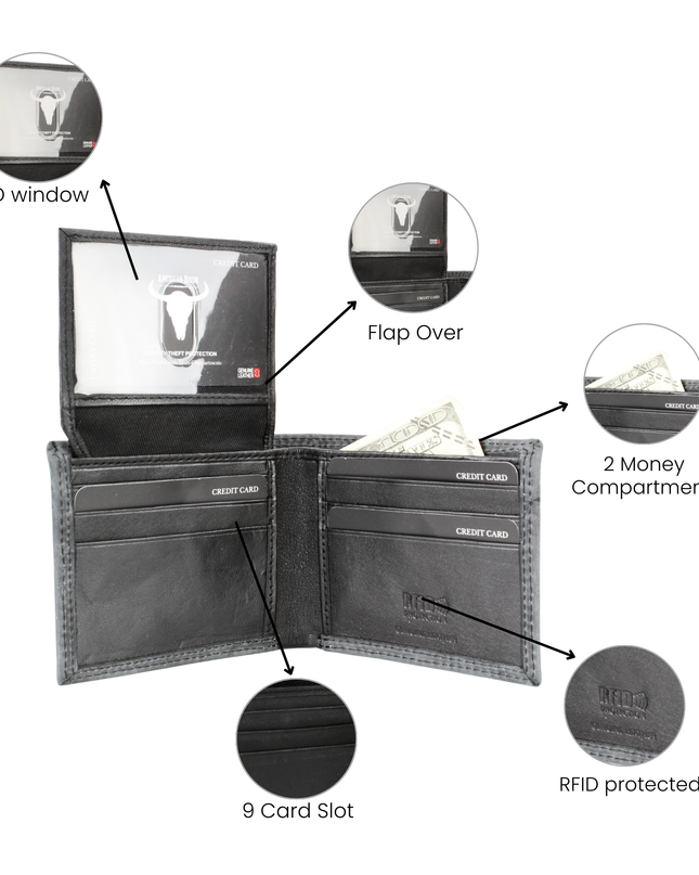 Men’s Bi-Fold Wallet with Deer Antler Emboss ABMWVT 03